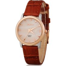 Moment 8005 Menâ€™s Water Resistant Analog Watch With Faux Leather Strap Brown