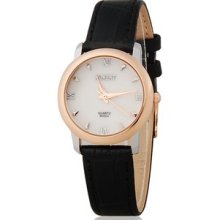 Moment 8005 Womenâ€™s Water Resistant Analog Watch With Faux Leather Strap Black