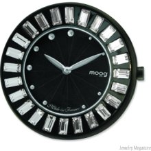 Moog Blk Pol. Stnlss Stl/Blk Dial/Crystal Baguette Bezel Watch Only