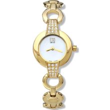 Movado Esq $250 Women's Gold Ss, Swarovski Crystals, Swiss Watch Damsel 07100832