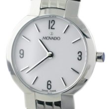 Movado Faceto 0605566 Stainless Steel Quartz Ladies White Watch