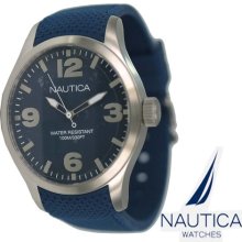 Nautica Watch Crystal Glass Water Resistant 9.5cm Dark Blue Color