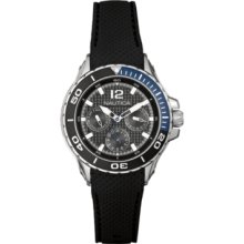 Nautica Women's Nst 02 N16635M Black Rubber Quartz Watch with Black Dial