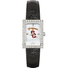 NCAA - USC Trojans Ladies Allure Watch Black Leather Strap