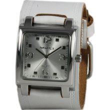 Nemesis Women's Silver Lite SQ Leather Cuff Watch