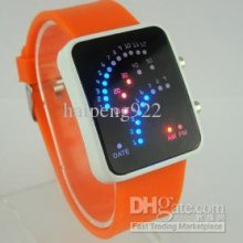 New 11 Colors Led Light Digital Watch Orange Lady Women Men Wristwat