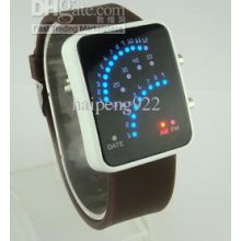 New 11 Colors Led Light Digital Watch Brown Lady Women Men Wristwatc