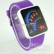 New 11 Colors Led Light Digital Watch Purple Lady Women Men Wristwat