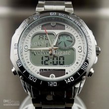 New Dual Solar Chronograph Analogue Digital Hours Date Med Lcd El Wa