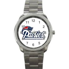 New England Patriots Unisex Silver-Tone Sports Metal Watch 20