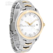 New Hy Link Mens Diamond Mop Dial Two Tone Swiss Quartz Watch Wjf115