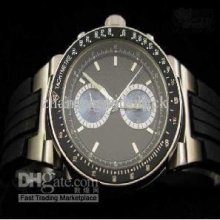 New Mens Watches Rubber Strap White Dial Chronograph Men's Watches R