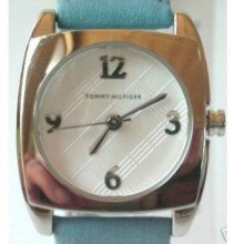 New Rare Tommy Hilfiger Pearl Dial Blue Leather Ladies Watch T00221