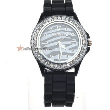 New Style Zebra Animal Print Analog Watch - Black