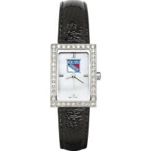 New York Rangers Allure Ladies Watch With Black Leader Strap