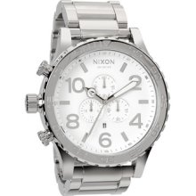 Nixon 51-30 Chrono High Polish White Watch In Box Msrp $500