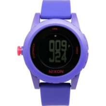 Nixon Men's Genie Quartz Digital Dial Purple Silicone Strap Watch