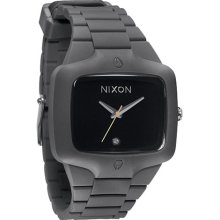 Nixon Men's Grey and Black Rubber Player Watch ...