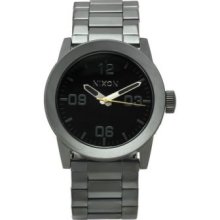 Nixon Men's Private Japanese Quartz Black Dial Silver-tone Stainless Steel Bracelet Watch