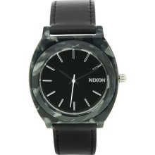 Nixon Women's Time Teller Watch with Leather Strap Dial Color: Black