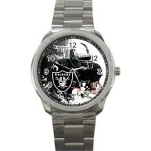 Oakland Raiders Unisex Silver-Tone Sports Metal Watch 11