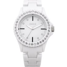 Oasis Women's Quartz Watch With White Dial Analogue Display And White Plastic Bracelet B1158