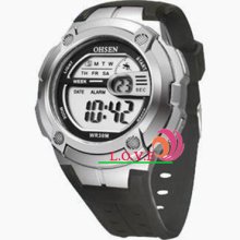 Ohsen Digital Backlight Display Waterproof Stopwatch Mens Quartz Wrist Watch