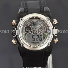 Ohsen Led Analog Digital White Case Mens Quartz Sport Band Gift Watches S20