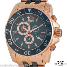 Oniss Ceramic Rose Gold Tone Chronograph Swiss Movement Watch Date $1500