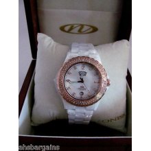 Oniss Paris Womens Bello Princess White Ceramic Watch Crystal Mother Of Pearl