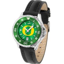 Oregon Ducks Competitor Ladies AnoChrome Watch with Leather Band and Colored Bezel