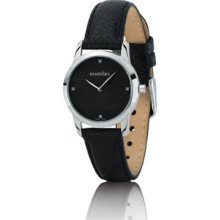 Pandora Fleur Watch - Black Leather, Stainless Steel