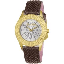 Paris Hilton Heiress Womens Gold IP Golden Dial Brown Leather Cry ...