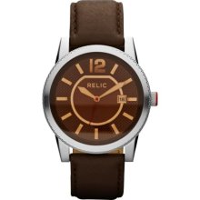 Payton Knurled Case on Brown Strap Watch