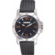 Pedre Grand Prix Unisex Watch W/ Black Dial & Orange Hour Markers