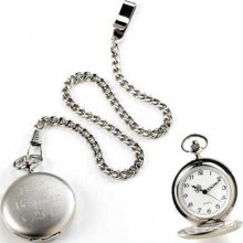 Personalized Brushed Silver Pocket Watch Gift for Man