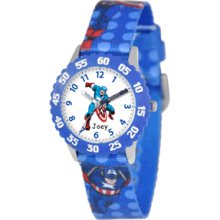 Personalized Kid's Disney Stainless Steel Captain America Time Teacher Watch