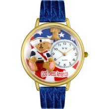 Personalized Patriotic Teddy Bear Unisex Watch - Gold