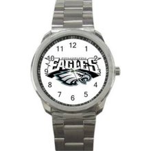 Philadelphia Eagles Unisex Silver-Tone Sports Metal Watch 12