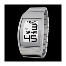 Phosphor E Ink World Time Watch with Stainless Steel Band