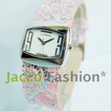 Pink Womens CHARMING Ladies Sliver Glitter Fashion Watch CM050118