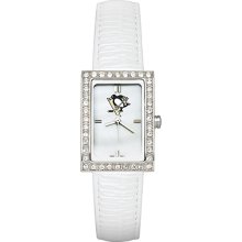 Pittsburgh Penguins Ladies Allure Watch White Leather Strap