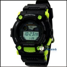 Plasic Band Fashion Date Alarm Sport Mens El Wrist Watch Digital Week Boy Sh