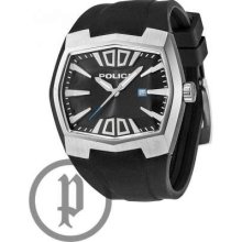 Police Men's Axis Stainless Steel, Black Dial/ Rubber Strap 13834JS/02 Watch