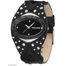 Police PL-11600MST-02 Women's Vamp Black Leather Strap Black Dial Watc