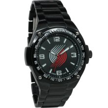 Portland Trail Blazer watches : Portland Trail Blazers Stainless Steel Warrior Watch - Black