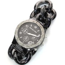 Preowned Michael Kors Black Ceramic Runway Twist Watch