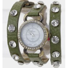 PRETTY WRAPPED BRACELET WATCH (Army Green/Burnished Gold)