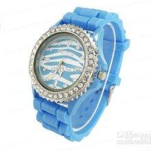 Promotion 50pcs Fashion Zebra Geneva Diamond Watch Quartz Analog Wat