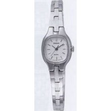 Pulsar Ladies` Silvertone Watch W/ Cushion Shaped Silver Dial